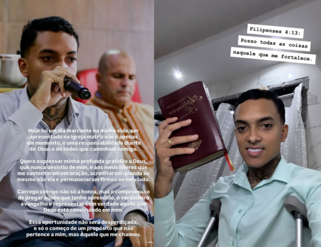 MC Brinquedo faz sua estreia na igreja após transição do funk: “Estamos apenas começando