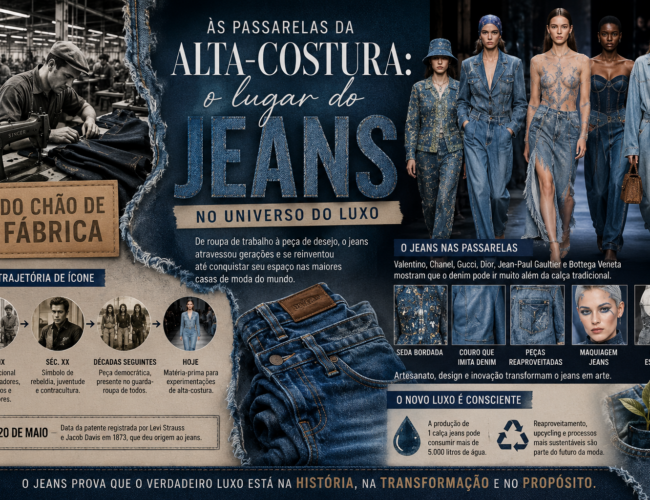 Elisabete Bohemio Baccelli analisa como o jeans saiu do chão de fábrica e conquistou o luxo