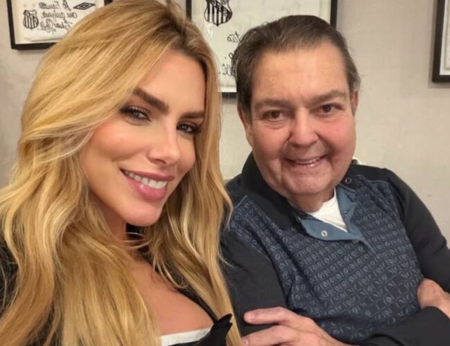 Faustão faz aparição especial para comemorar o aniversário da esposa, Luciana Cardoso