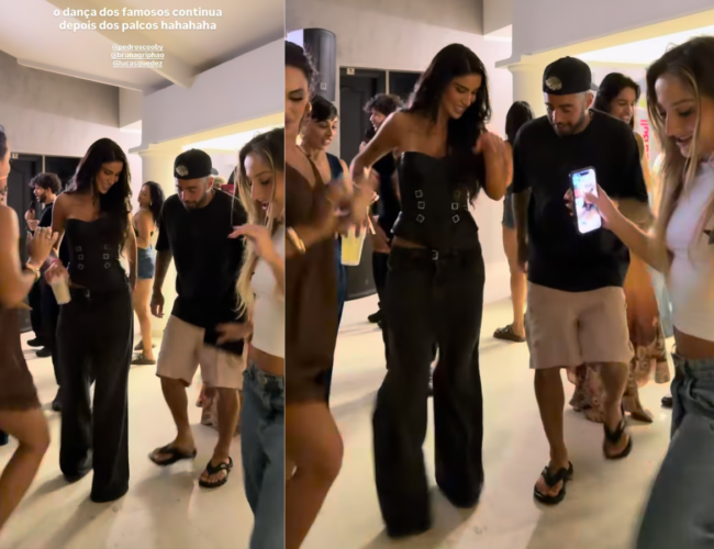Festa animada reúne Pedro Scooby, Bianca Andrade e elenco após show no “Dança